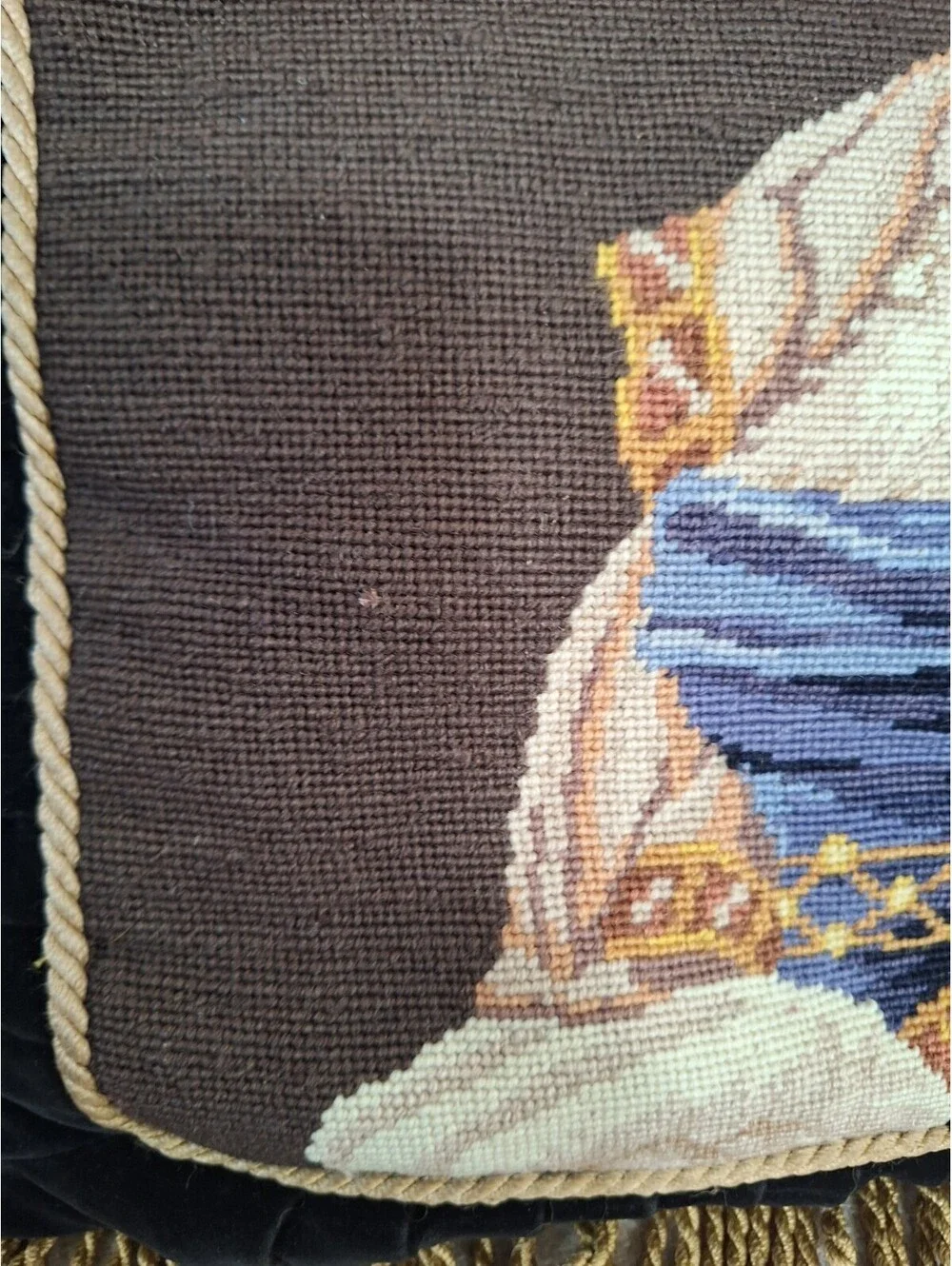 Vintage Cavalier King Charles Spaniel Brittany Dog Needlepoint Pillow